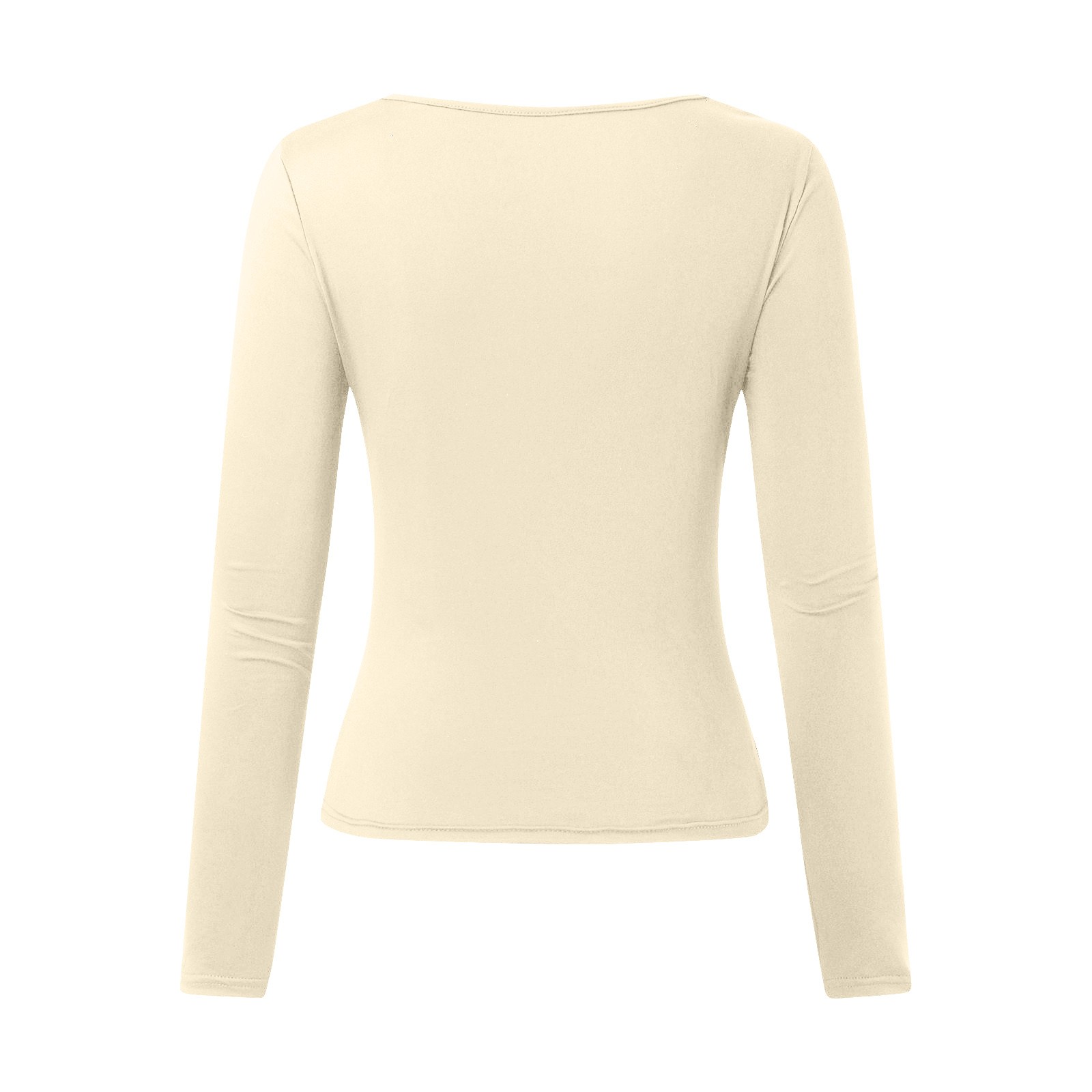 thumbnail image 5 of Top corto ajustado de manga larga para mujer: camiseta ajustada con cuello redondo, poliéster y spandex, diseño básico liso para hacer ejercicio, yoga y estilo informal., 5 of 5